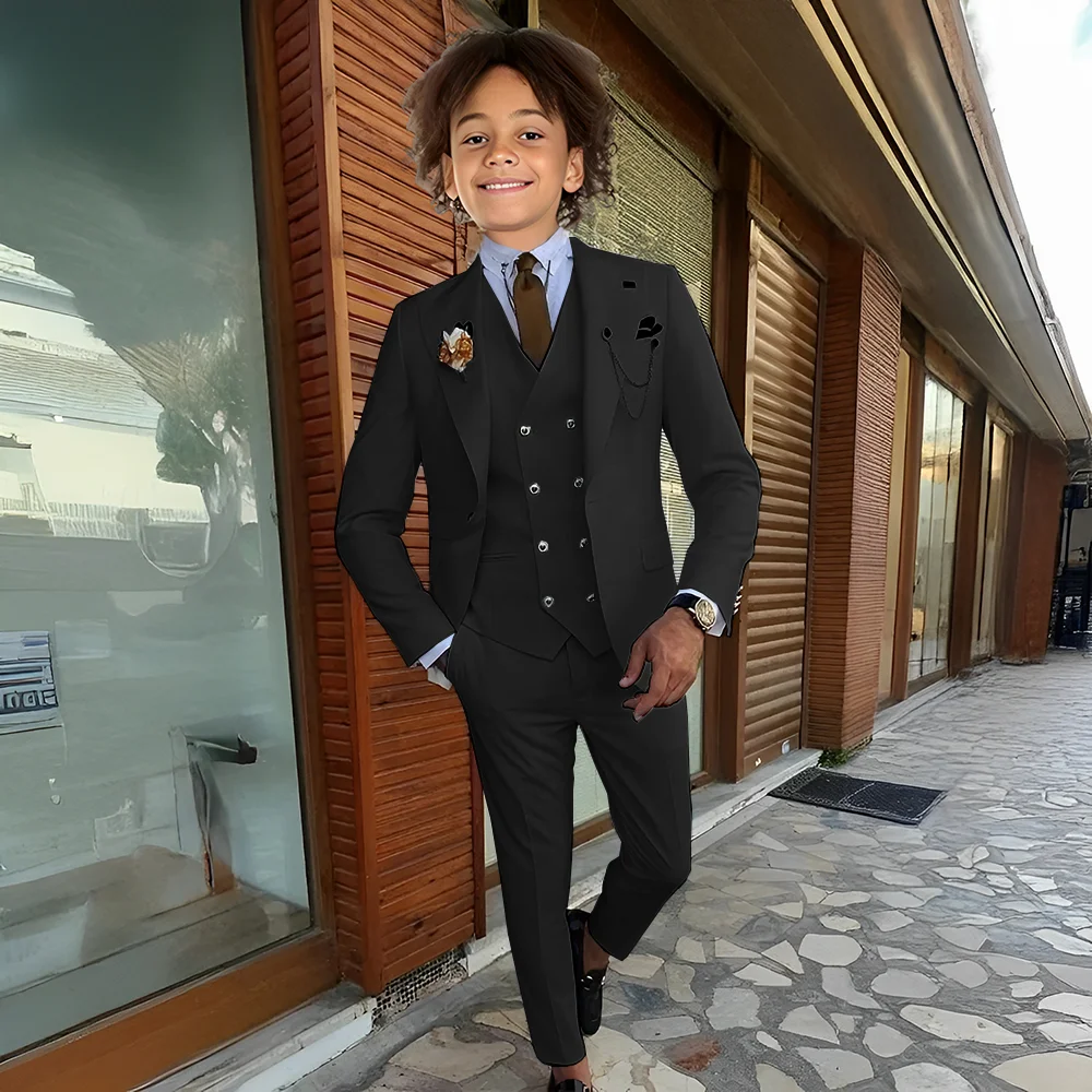 White Boys Suit 3 Piece Suit Formal Wedding Tuxedo Kids Party Blazer High Quality Boys Jacket Pants Vest 2-18 Years Old