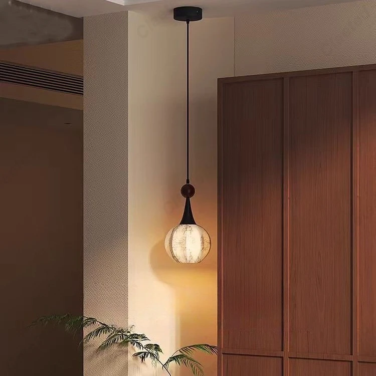 

European Simple Retro LED Fabric Lampshade Chandelier Living Room Porch Aisle Bedroom Bedside Atmosphere Decorative Lighting