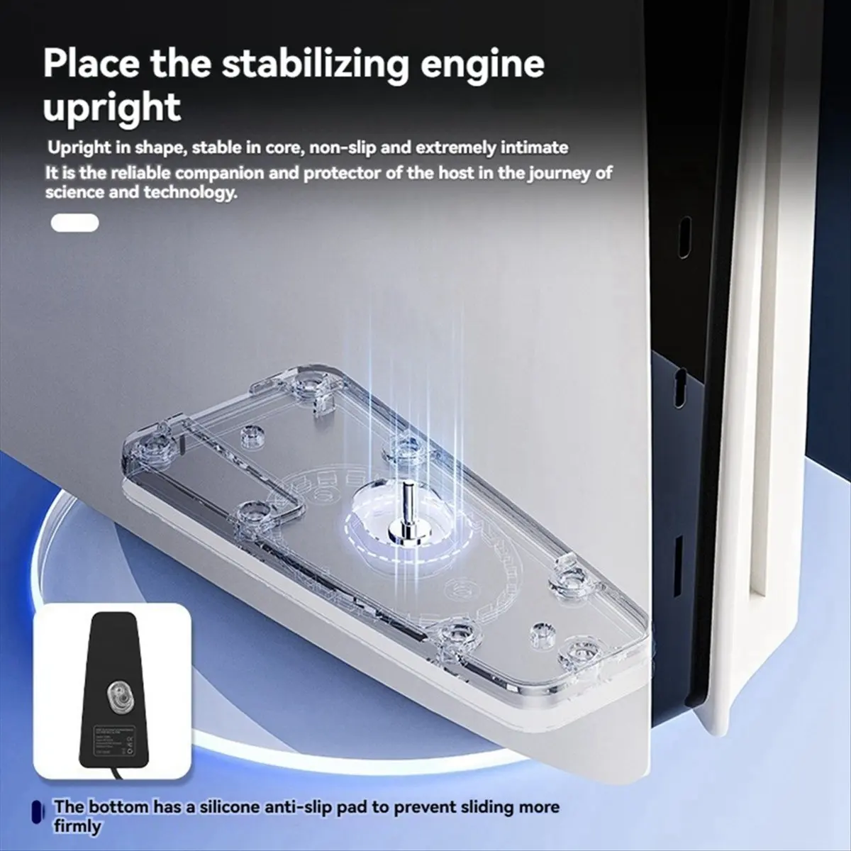 AS62 RGB Vertical Stand for PS5 & PS5 Slim Plug and Play Easy Snap-in Installation RGB Lighting Disc & Digital view 4
