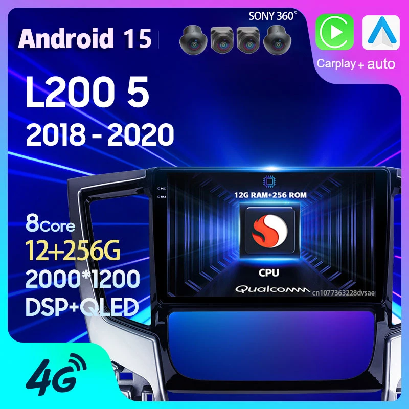 Android 15 Carplay Auto For Mitsubishi L200 5 RHD 2018 2019 2020 Car Radio DSP Navigation GPS Player 2Din Head Unit Video Stereo