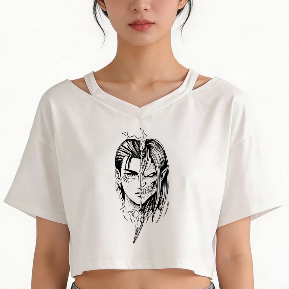 Attack on Titan cropped top women japanese 2000s anime grunge gothic top tees gothic korean fashion cheap