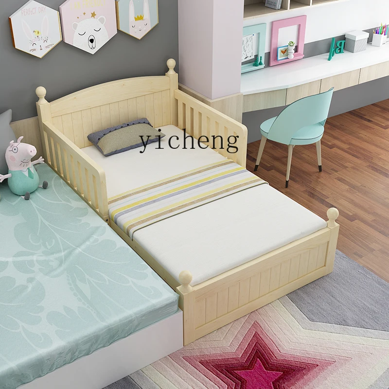 Tqh Solid Wood Children's Telescopic Bed Folding Baby Splicing Bed Multi-Functional Push and Pull Dual-Use Widened