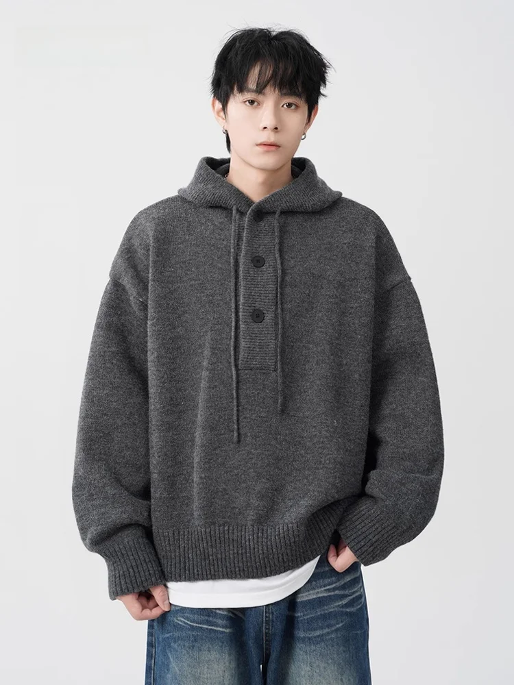 

American Sle Heavyweight ey Hoodie ex Autumn Winter Trendy Brand High End Casual Knitted Loose Lazy Outerwear