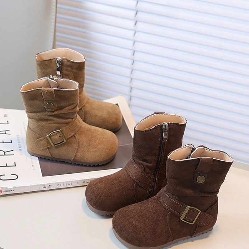 الأطفال الصغار موضة حذاء من الجلد الخريف الشتاء الكورية نمط الفتيات الأحذية الجلدية تنفس الاطفال بلون الأطفال أحذية بوت قصيرة