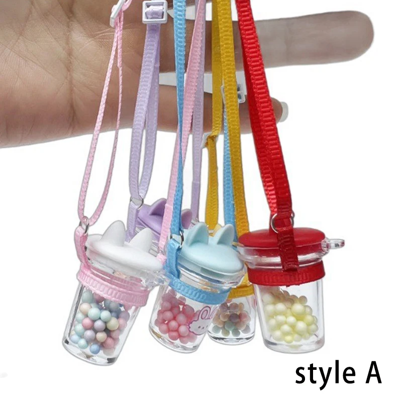 Mini Doll Water Bottle Model Miniature Kettle With Lanyard For 1/4  1/6 OB11 DollHouse Accessories Outdoor Bottles Decoration
