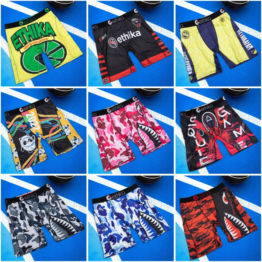 

ETHIKA, 1 шт., сексуальное мужское нижнее белье, боксеры, мужские трусы для плавания, большие размеры S-3XL, дышащие мужские трусы с принтом, мужские трусы-боксеры