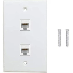 Placa de parede ethernet com 2 portas, tomada de parede branca, coufêmea para fêmea, jack, keykey