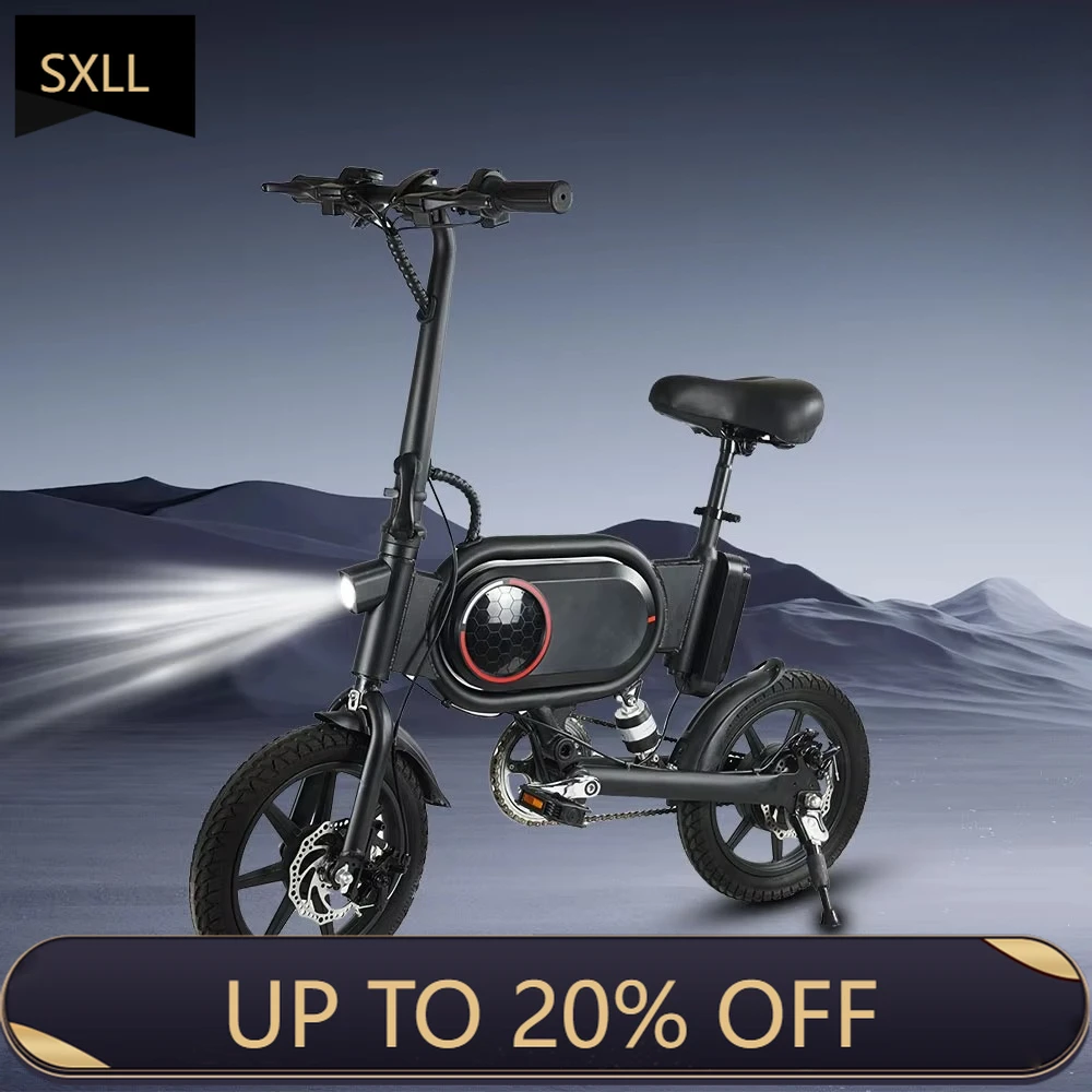 

SXLL Electric bicycle with 14-inch tires 25 km/h speed 350W lithium battery single-speed disc brakes
