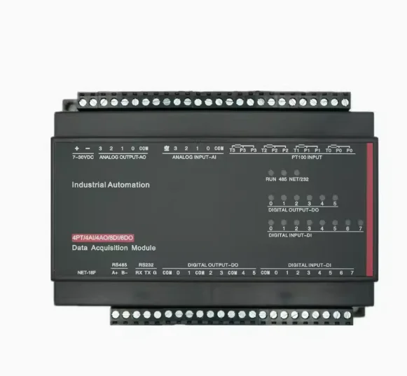 4PT100 Temperature 4AI Analog Input 4-channel Analog Output 8DI Digital Input 6DO Output