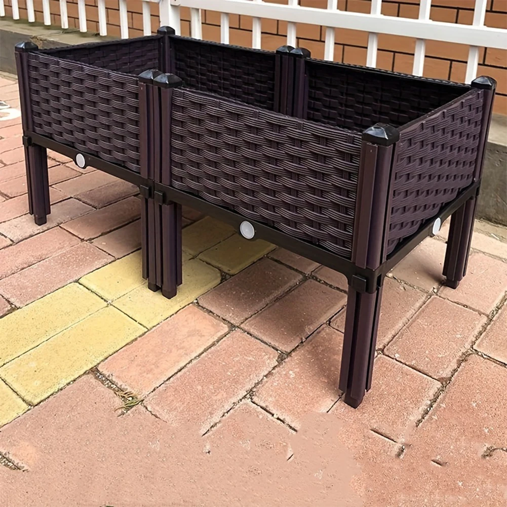 Elevated Plastic Raised Garden Bed Planter Above Ground Flower Vegetable Standing Box Outdoor Elevated Planter Boxes for Garden