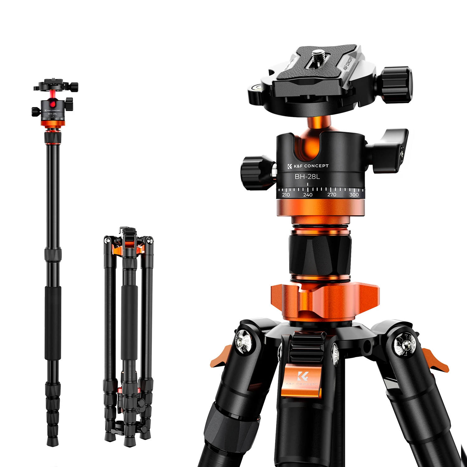 

K&F Concept 68 inch /175cm Aluminum Alloy Travel Camera Tripod with Monopod 10kg/22lbs Load Capacity 360° Panorama Ball Head