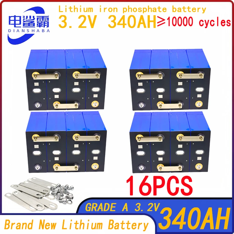 

4-32pcs New 3.2V 340Ah Lifepo4 Battery 3c Class A Battery DIY 12V 24V 48V Electric Boat Solar Rechargeable Battery Tax Free