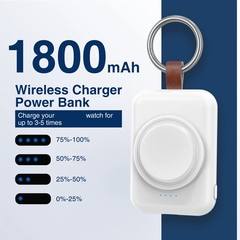 1800mAh Wireless Portable Charger for Samsung Galaxy Watch 6/6 Classic/5 Pro/4/3, Active 2/1 Wireless Charging Keychain