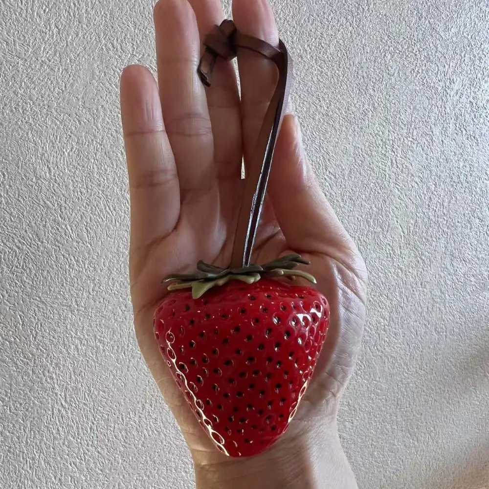 Elegant Waterproof Strawberry Key Ring Resin Handmade Bag Charm 3D Design Keychain Daily Use