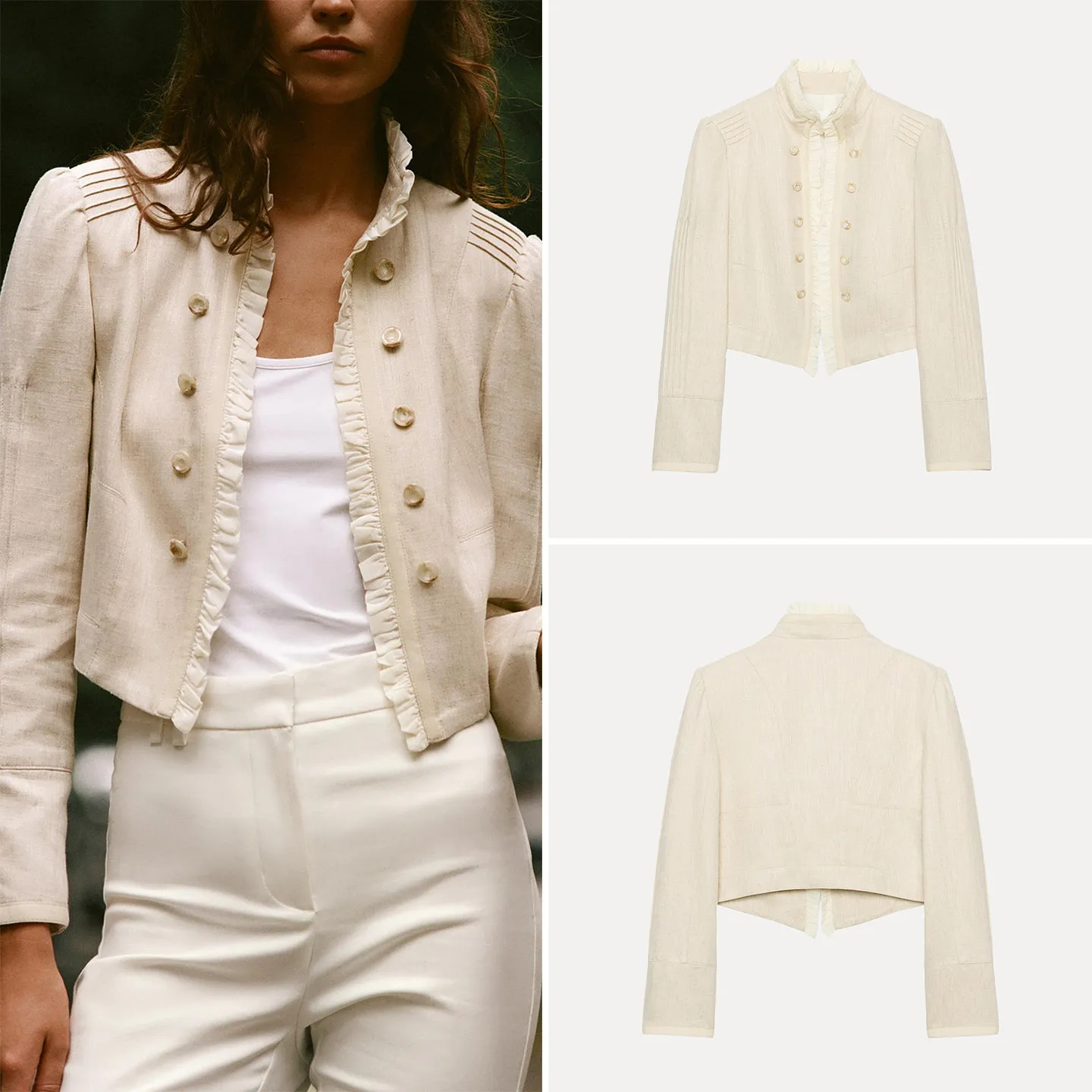 Women's Summer 2026 Short Sleeveless Decorative Long Sleeve Suit Jacket Standard Fit Commute Style Chinese Production