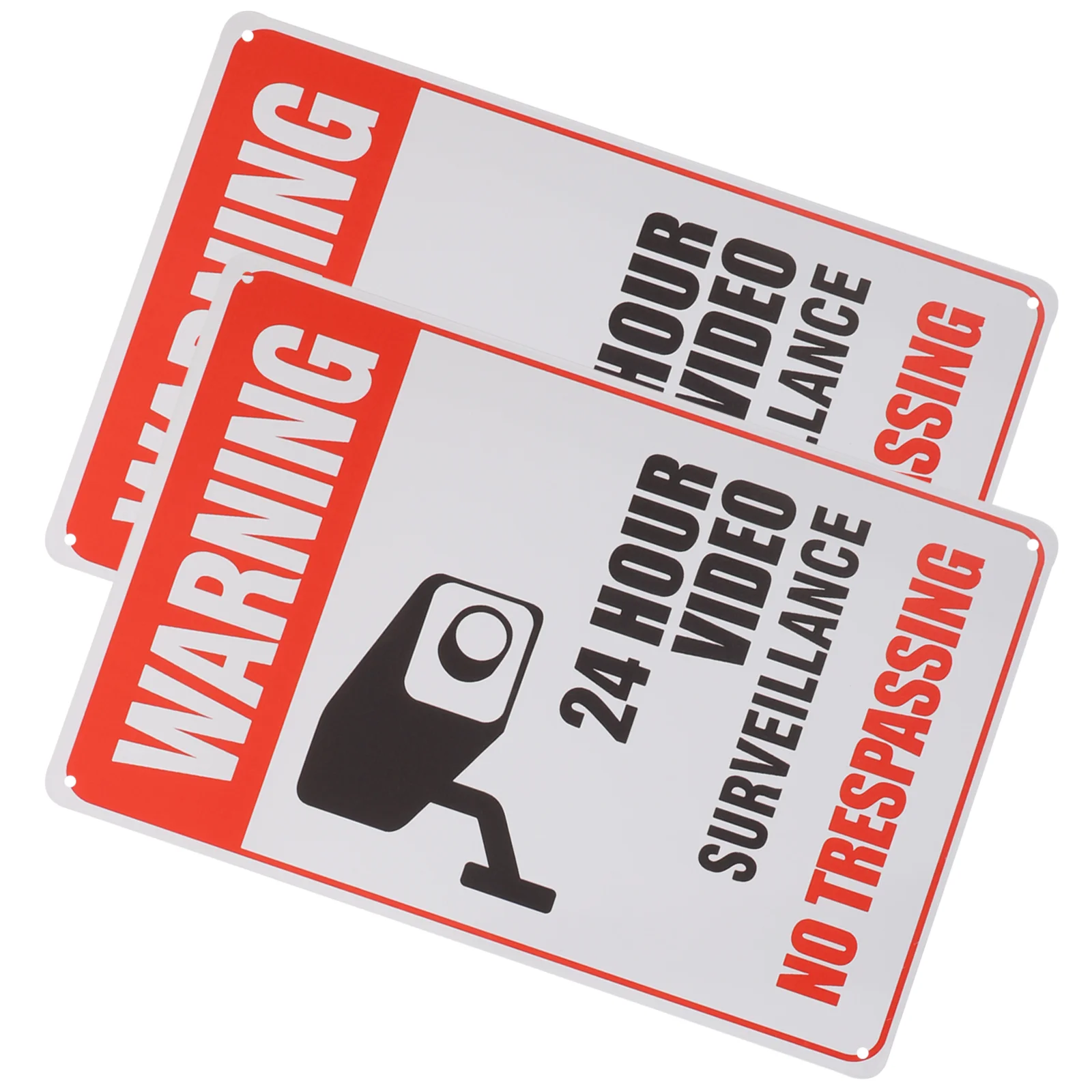 2 ชิ้น No Trespassing Sign สําหรับ Home ข้อควรระวัง 24 ชั่วโมงการเฝ้าระวังวิดีโอป้ายคําเตือน