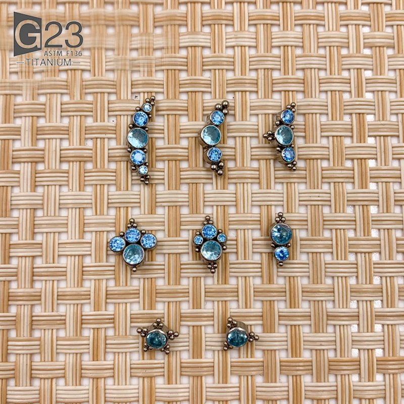 Earrings For Women Piercing Body Jewelry Luxury Blue Zircon ASTM F136 Titanium 16G Body Helix Piercing Septum Ear Dilations