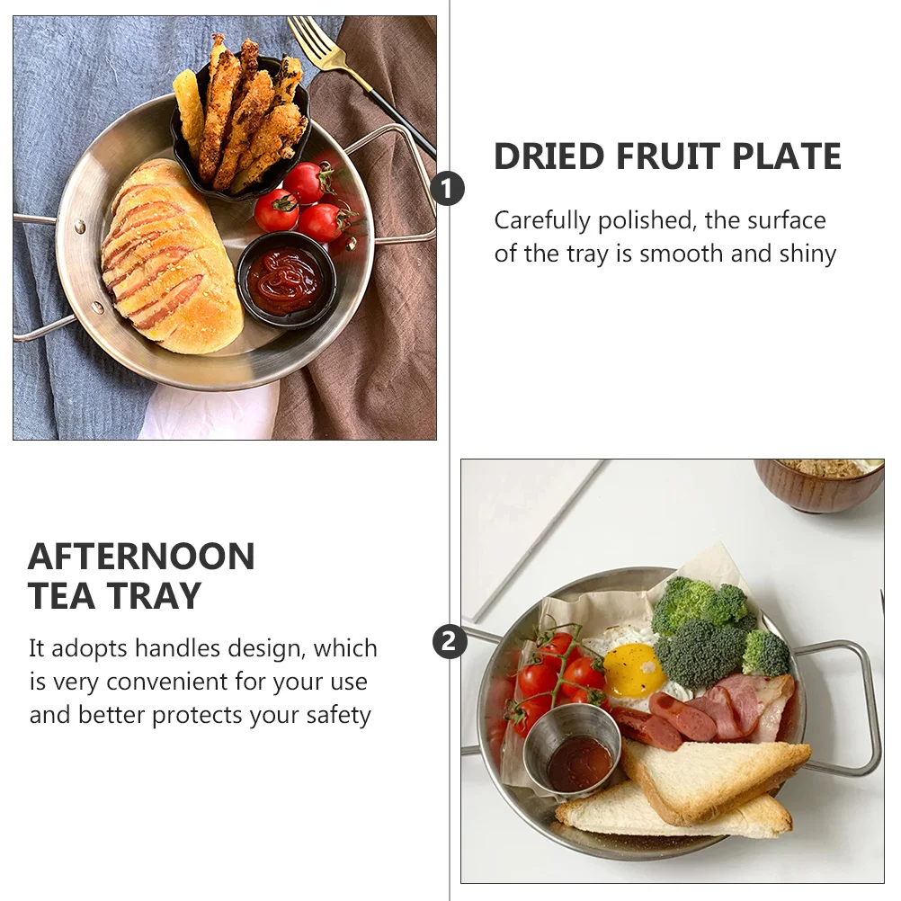 

1pc Stainless Steel Snack Fruit Tray Multi-Functional Afternoon Tea Plate Picnic Food Storage For Camping Bbq