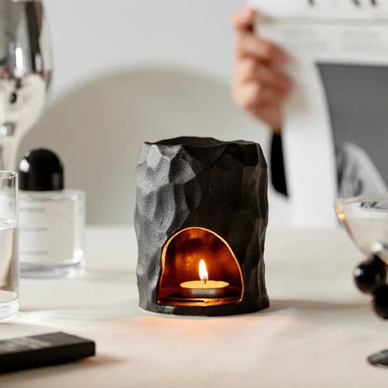 Nordic Style Solid Color Dull Polish Porcelain Essential Oil Furnance Candle Holder Aroma Censer Lamp Indoor Home Decor