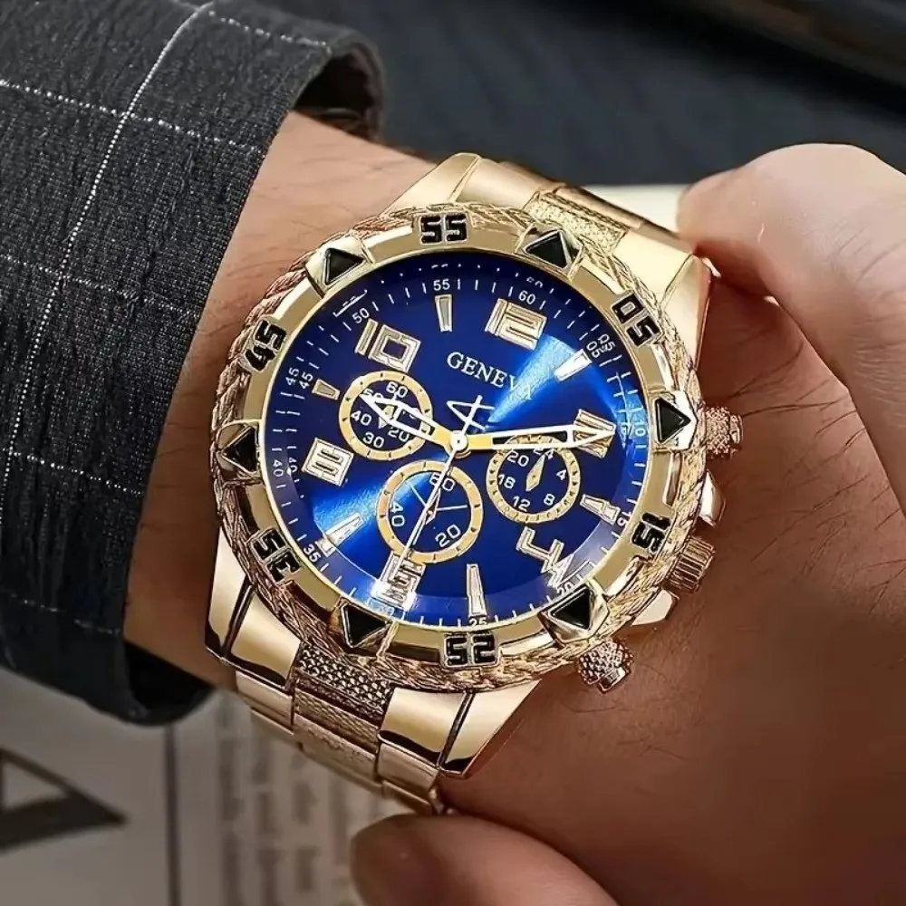 

High Quality Stainless Steel Watchband Men Wristwatch Casual Luxury Quartz Watch Large Dial Business Watch