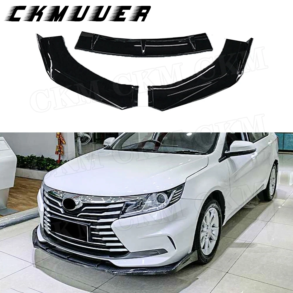 

ABS Carbon Look Material 3 PCS Front Bumper Lip Spoiler For Universal Hatchback Cars Matte Black Decoration Auto Styling