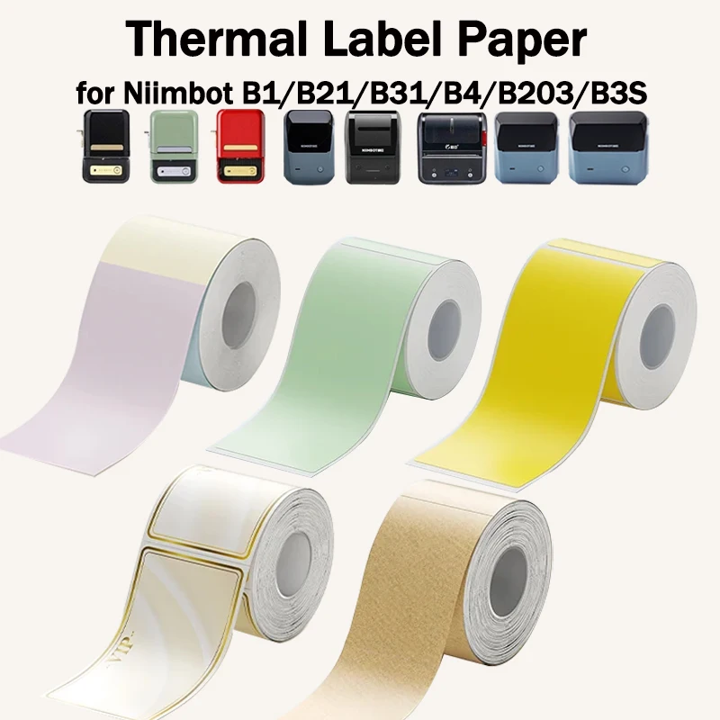 NiiMbot B1/B21/B31/B4/B203/B3S Label Waterproof Tear-Resistant Price Tag Pure Color Sticker Niimbot Thermal Label Paper