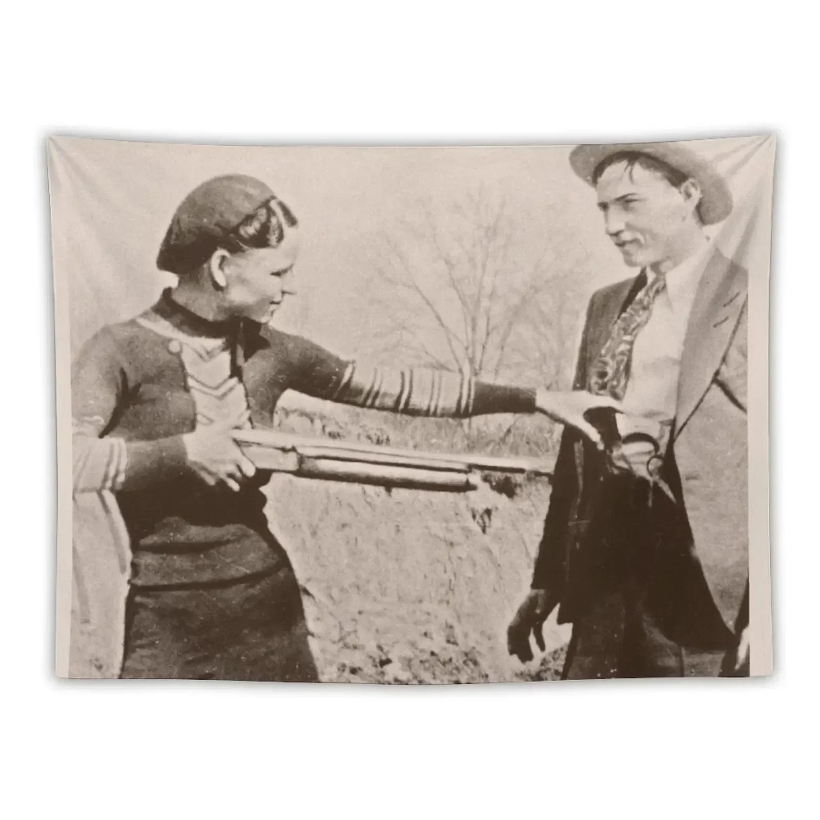 Bonnie and Clyde I Tapestry Mushroom Art Mural Carpet Wall Tapestry