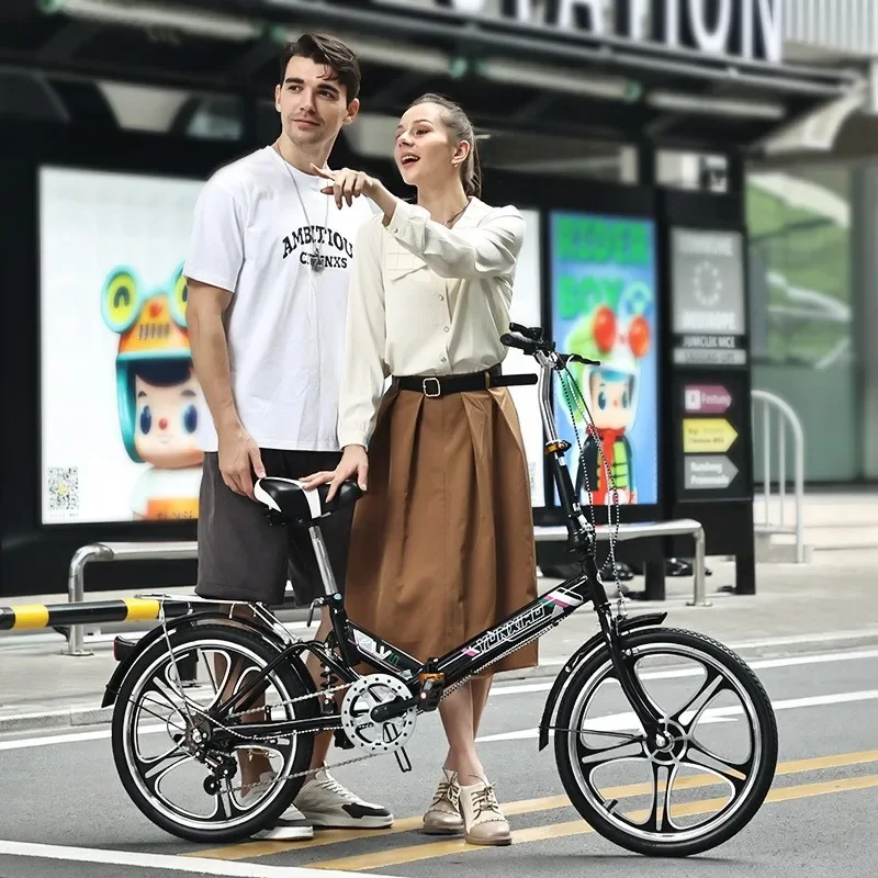 New Foldable Bicycle Men's And Women's Portable Bicycle Shock Absorption Speed Change Small 20 Inches Adult Free Installation