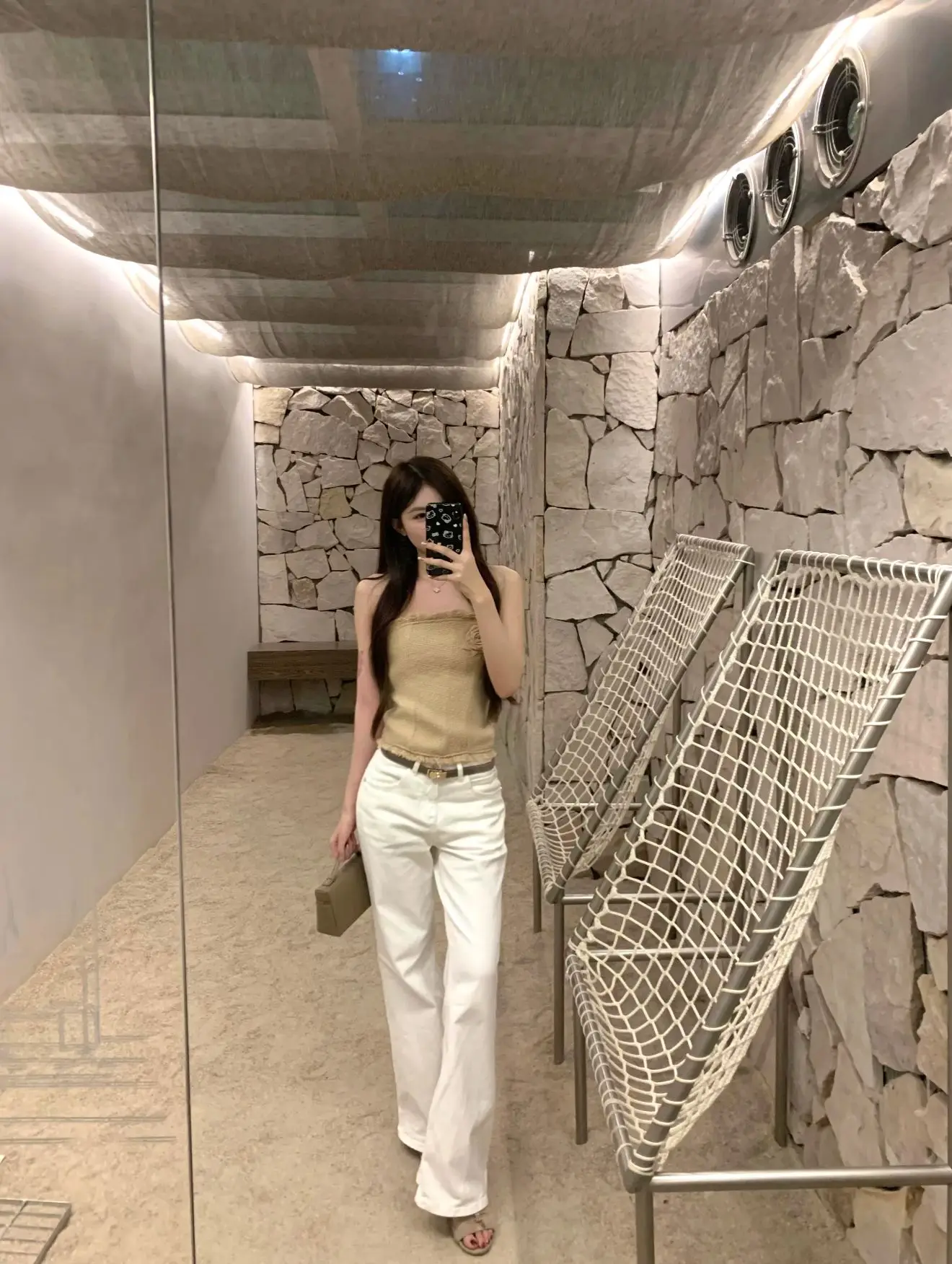 

Slimming High Waist Cotton Stretch Denim Floor Length Casual Straight Leg Jeans Women's Autumn New Sle ential White