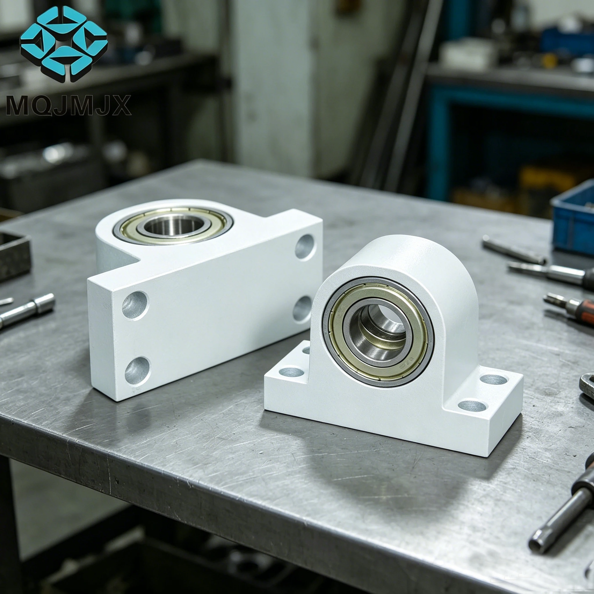 1Pc MT587 T-Type Aluminum Linear Shaft Support Block Double Bearing Housing with Steel 606ZZ Bearing for CNC Printer Automation