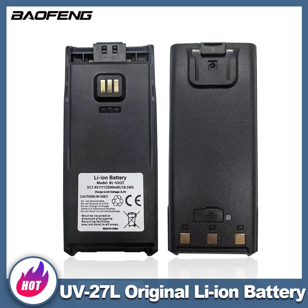 

BL-UV27 Baofeng Walkie Talkie UV-27L Battery 2500mAh Type-C Charging BF-UV27L Two Way Radios Extra Li-ion Battery 100% Original