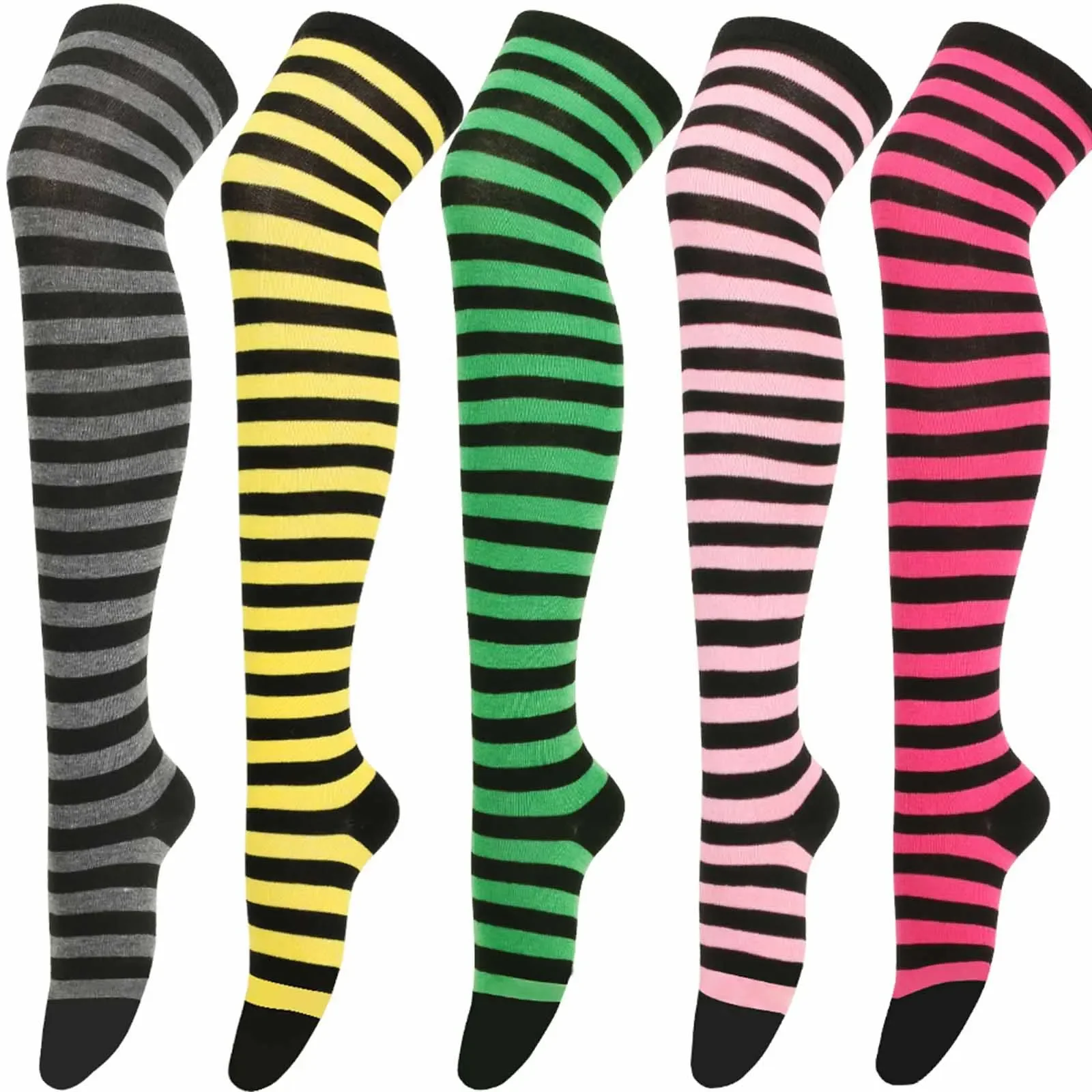 Women Girls Over Knee Long Stripe Printed Thigh High Striped Cotton Socks Gloves Sweet Cute Plus Size Overknee Socks Long Gloves