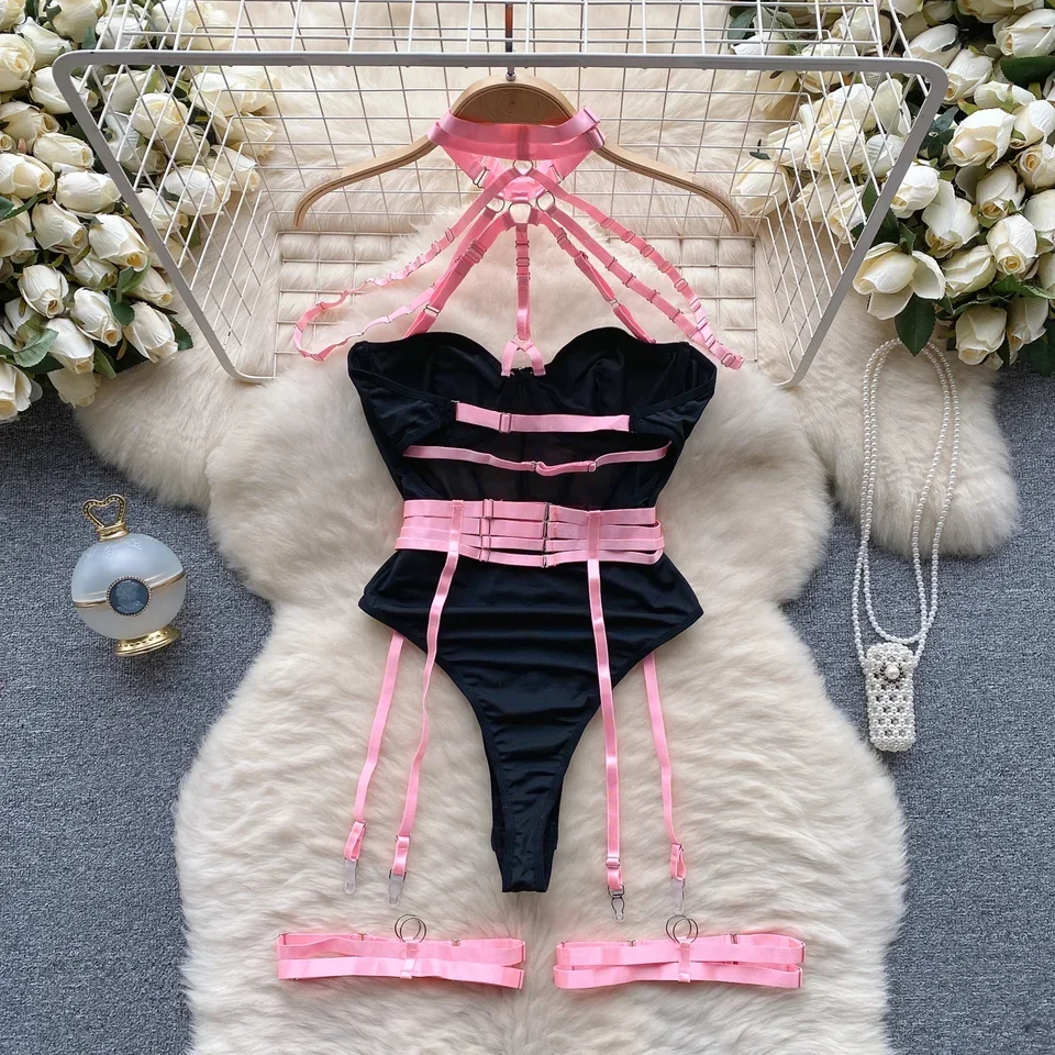 النساء Hotsweet الجوف خارج خمر الرسن ضمادة داخلية شيك أكمام حللا سليم الأعلى السروال القصير الصيف الشاطئ مثير الملابس #4