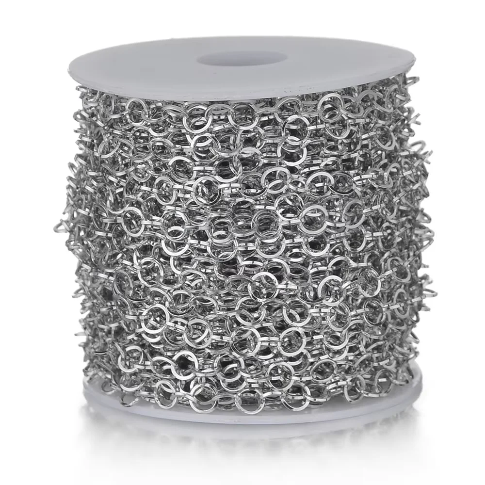 Großhandel 2m/Stück Edelstahl Polier-O-Ring-Kette für Halsketten DIY Schmuckherstellung Zubehör Handgemachte Materialien – Detail 5