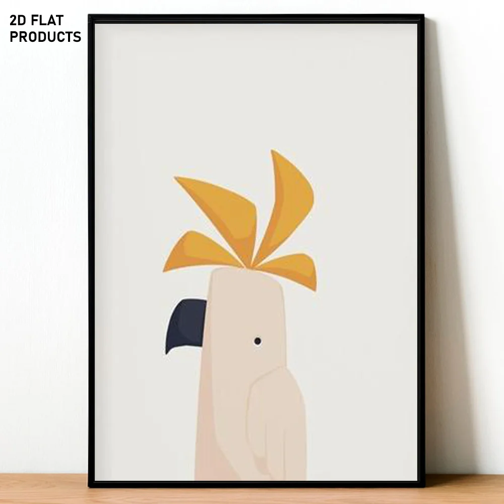 2D Flat, 1pc, 2D Flat, Multi-Size Frameless Canvas Painting, Cockatoo Wall Art, Australian Animal Poster, Australian Fauna, C