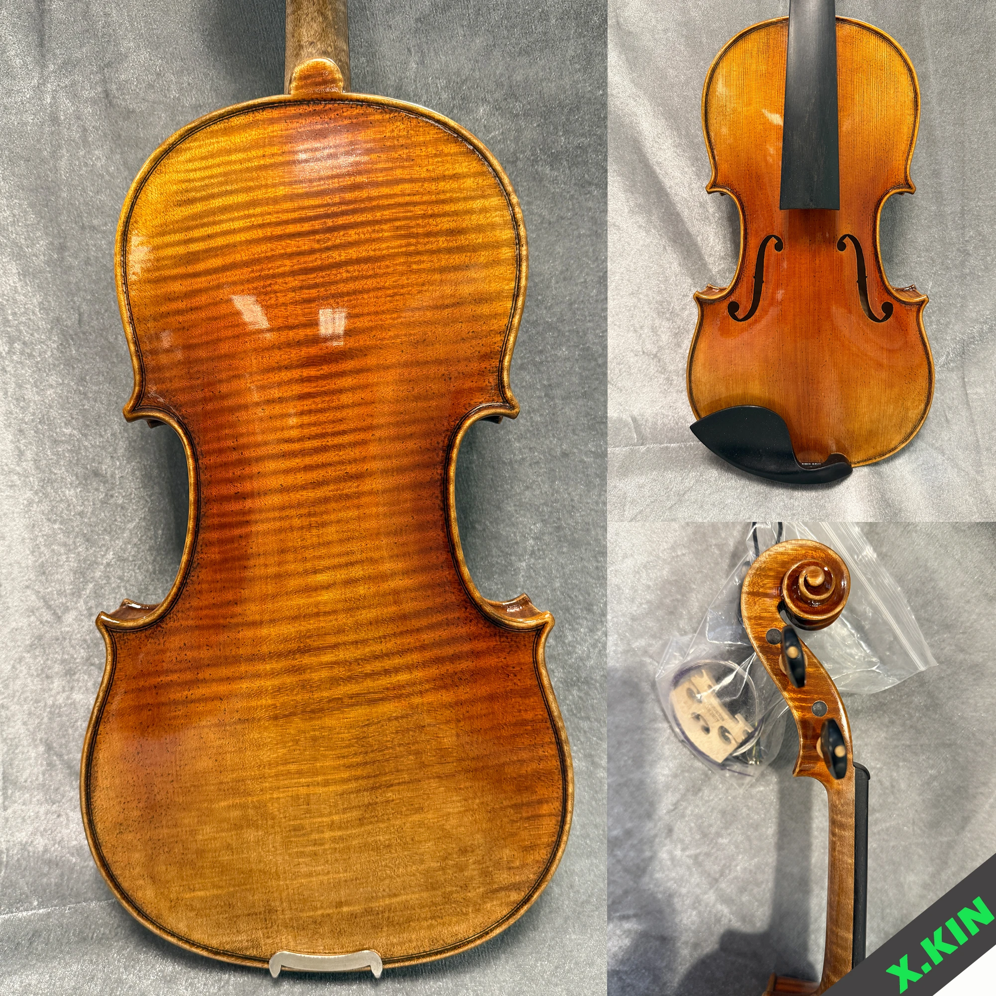

Профессиональная сольная скрипка ручной работы 4/4, копия Stradivarius 1715, с деталями из черного дерева, нанесенным вручную масляным лаком, в комплекте с жестким футляром