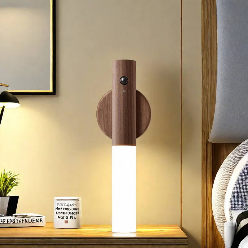 Human body induction small LED night light USB charging hallway induction light closet induction Wall light wooden art light