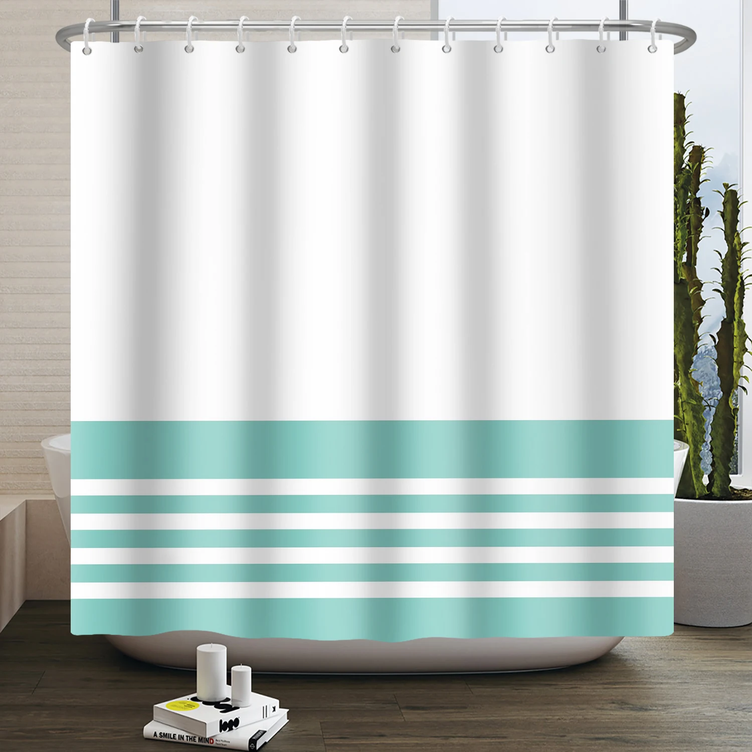 Stripe Shape Shower Curtains for Bathroom Simple Black White Multi-color Wave Stripe Grid Pattern Waterproof Bathroom Curtains