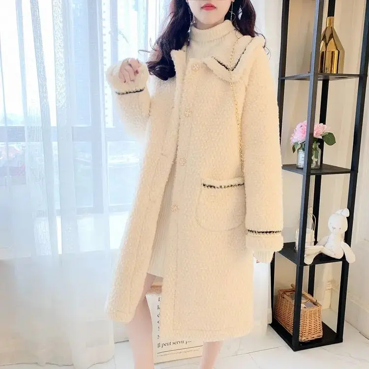 

Wool Blend Coats Mid Long Womens Coat Double Breasted Autumn Tweed Smooth Simple Bohemian Style Banquets Artistic Leisureful Ins