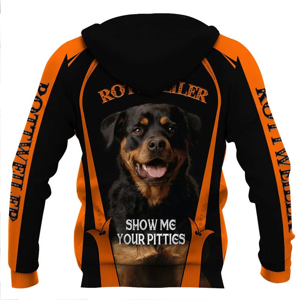 HX Rottweiler Hoodies 3D Graphic Show Me Your Pitties Sweatshirts Golden Retriever Hoodies Fashion Sportswear Men Clothing