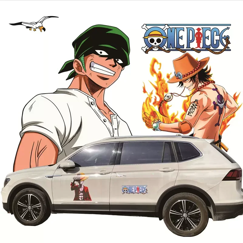 Cool One Piece Anime Sticker Luffy Car Stickers Anime Door Body Stickers Decal Waterproof Wall Decals Cover Scratch Stickers