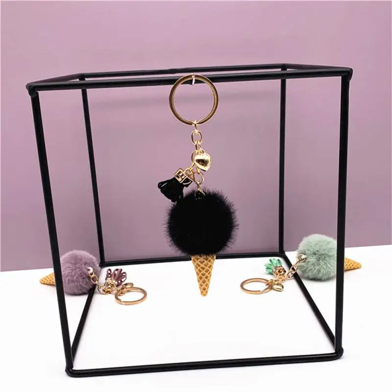 1~4PCS Key Chain Keychain Fashion Bag Decoration Ice Cream Keychain Car Key Accessories Plush Fur Key Chains Decoration Gift