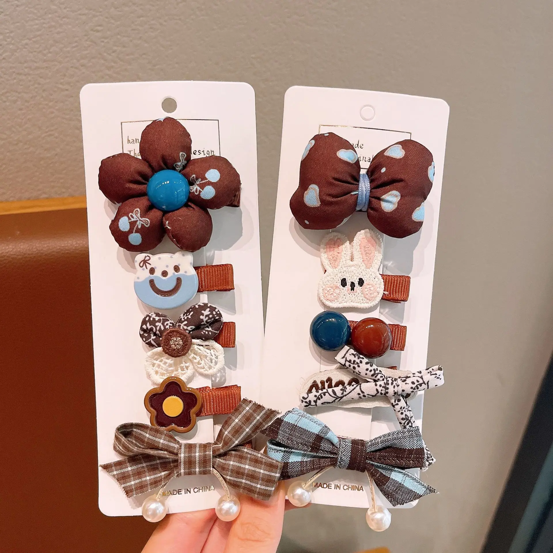 5-teiliges Haarspangen-Set für Kinder, niedliche Schleife, Cartoon-Blume, süße Kawaii-vielseitige Haarnadeln, hochwertiger Haarschmuck für Mädchen