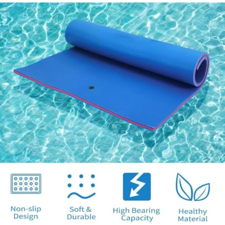 Floating Lily Pad Water Mat, 3-Layer XPE Foam, Blue, Ultra-Lightweight Roll-Up Design for Beach Ocean Recreation and Relaxing