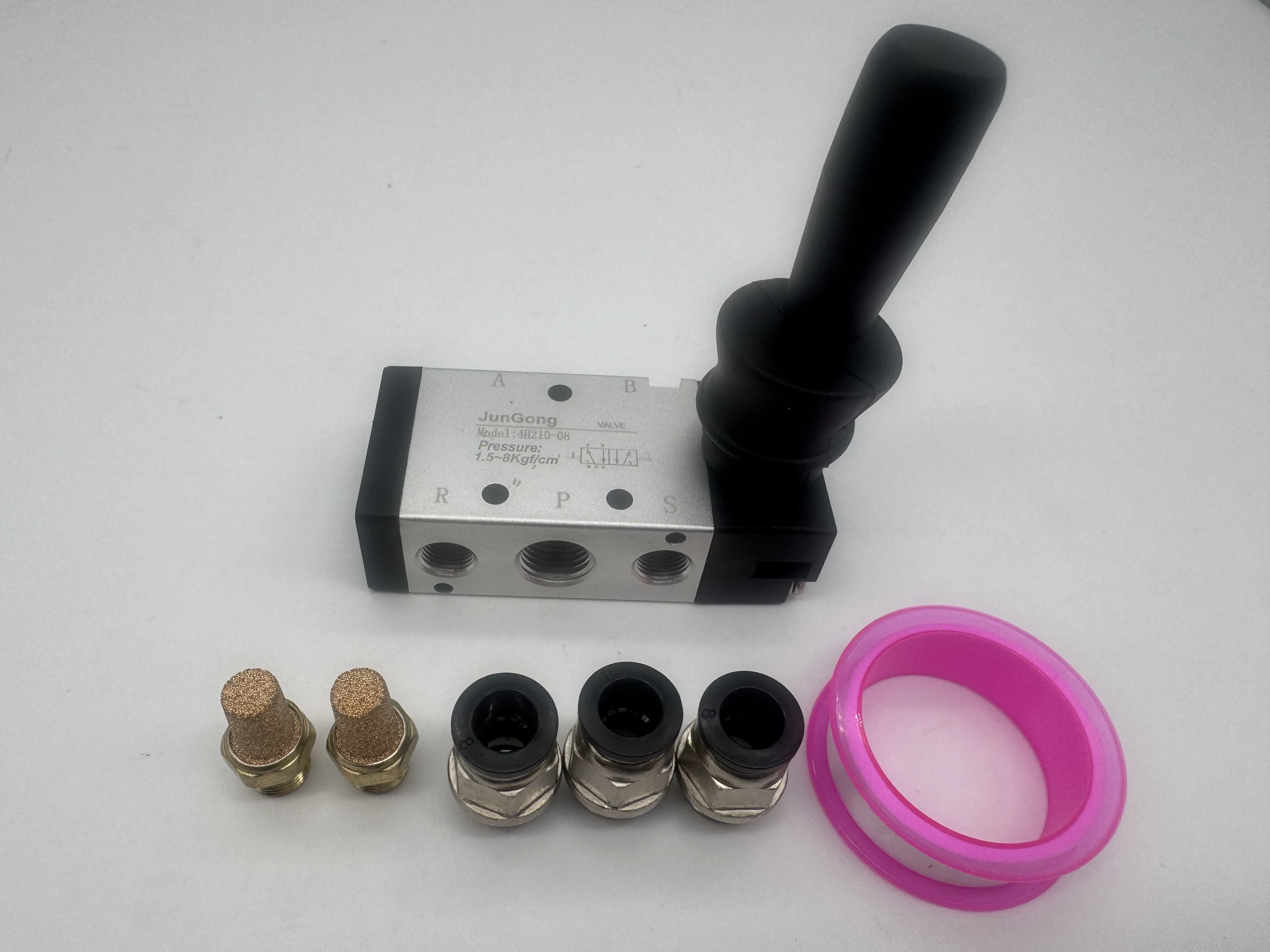 Электромагнитный клапан 4H210-08 5/2 Way Pneumatic Hand Lever Valve Kit with 3 Fittings + 2 Mufflers + PTFE Tape Пневматика — деталь 1