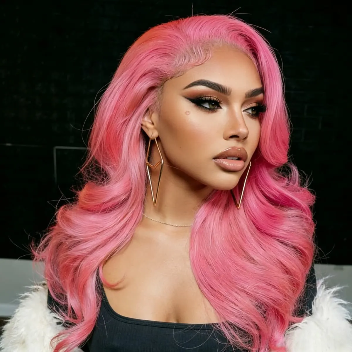 

Розовый синтетический парик с эффектом волны для женщин, длинный синтетический парик с эффектом водной волны, без клея, 13x4 HD, для повседневной носки