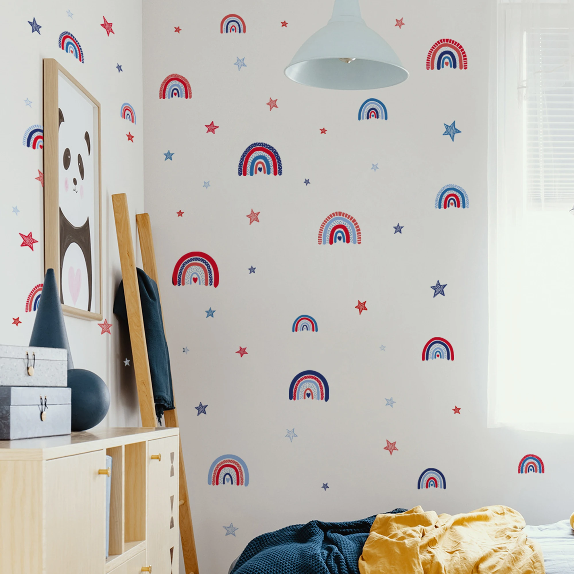 Decalques de parede do dia da independência, adesivos coloridos de fogos de artifício, bandeira americana, decorações de sala para casa patriótica