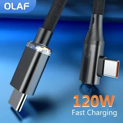 120W USB C Cable Elbow Type C To Type C Fast Charging Cable For iphone 15 Pro Max Samsung Realme Xiaomi Huawei 0.25M/1M/1.5M/2M