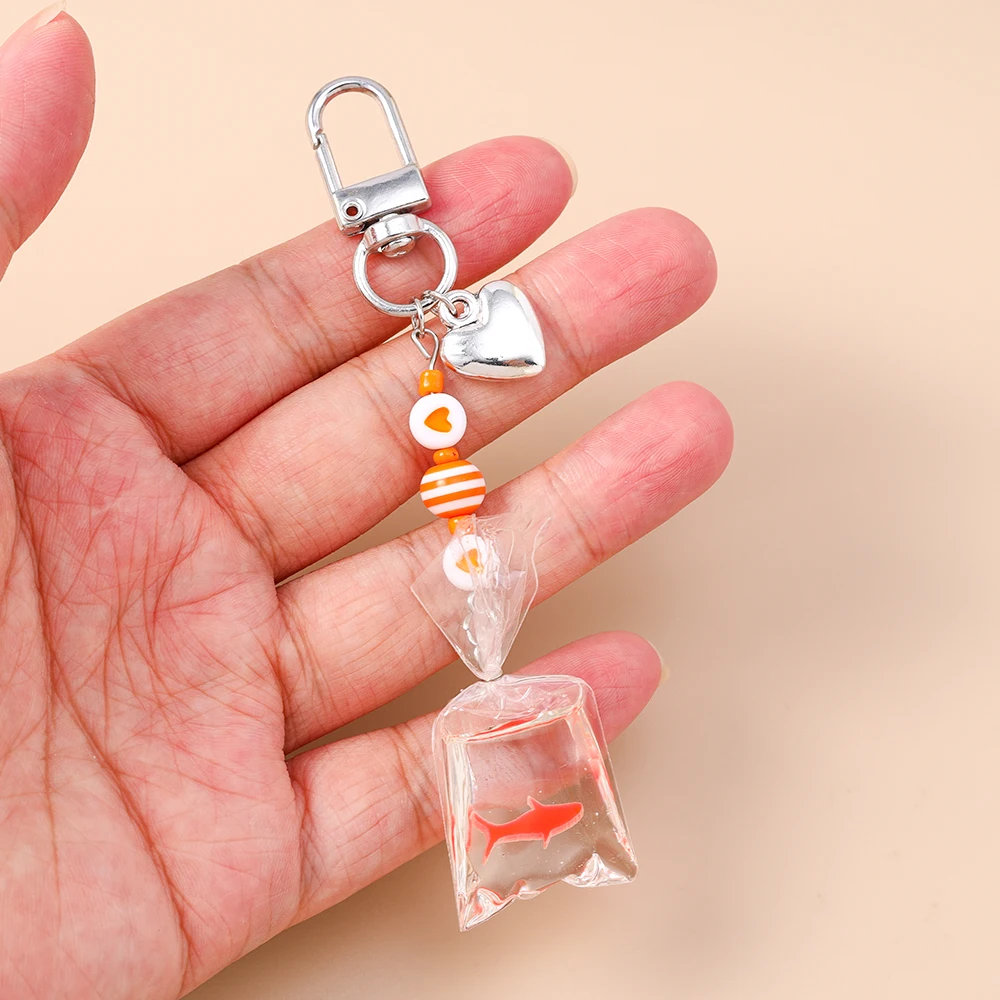 

Aihua Creative Resin Waterbag Goldfish Keychains for Women Handag Pendant Keyring DIY Cute Phone Strap Jewelry Gifts