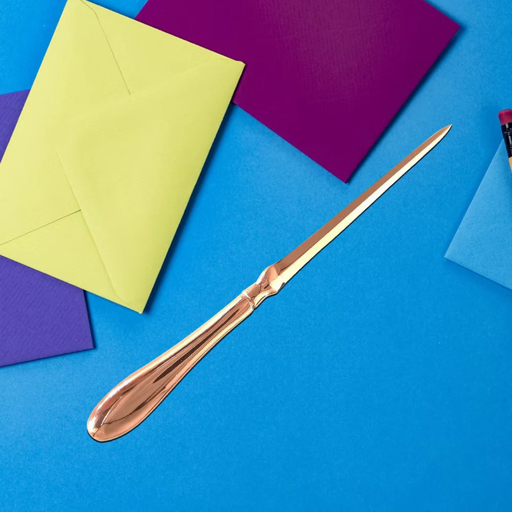 Открывалка для бумаги из цинкового сплава, нож для бумажных конвертов с безопасными лезвиями под розовое золото, для школы и офиса